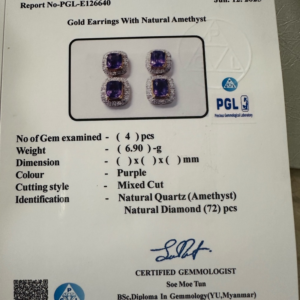 Amethyst gold and diamonds set - Picture 13 of 15